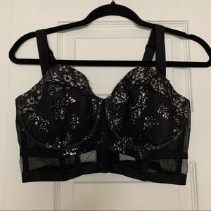 Black/Silver Very Sexy Lined Balconet Bra